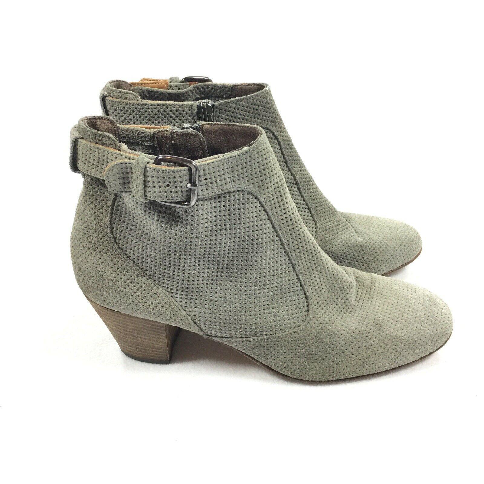 Aquatalia France Perforated Ankle Boot Size 9.5 Womens Gray Low Booties